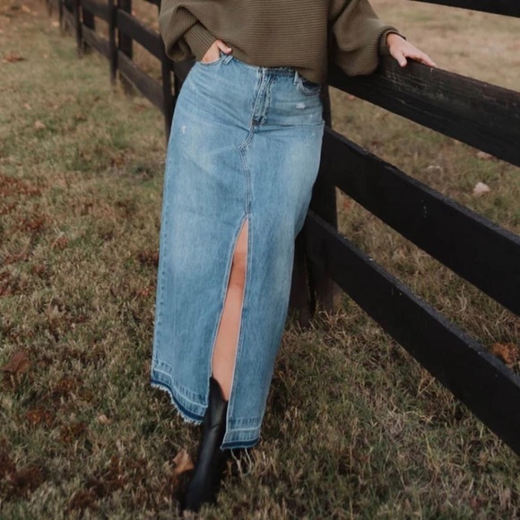 Blu Pepper Dresses & Skirts - Blu Pepper Denim Maxi Skirt